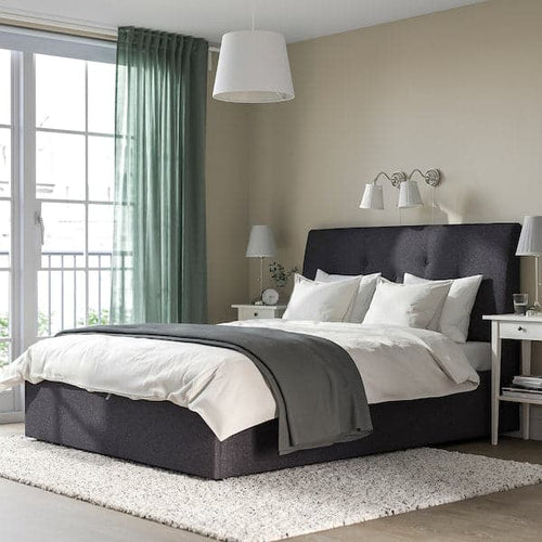 IDANÄS Upholstered bed with storage - Gunnared dark grey 160x200 cm , 160x200 cm