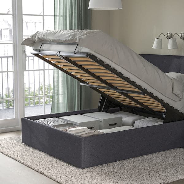 Ikea IDANÄS Upholstered bed with storage - Gunnared dark grey 140x200 cm , 140x200 cm