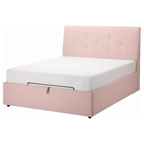 IDANÄS Upholstered bed with storage - Gunnared pale pink 140x200 cm , 140x200 cm - best price from Maltashopper.com 90458966