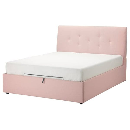 IDANÄS Upholstered bed with storage - Gunnared pale pink 160x200 cm , 160x200 cm