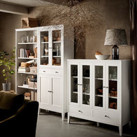 IDANÄS - High cabinet w gls-drs and 1 drawer, white, 81x39x211 cm - best price from Maltashopper.com 10487840