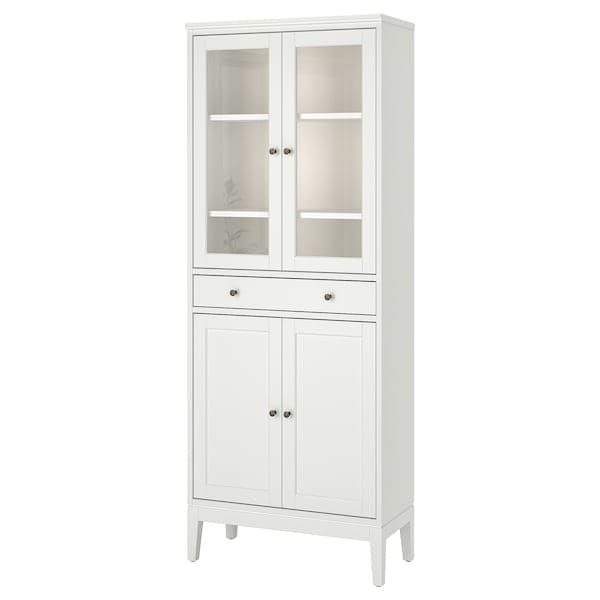 Ikea IDANÄS - High cabinet w gls-drs and 1 drawer, white, 81x39x211 cm