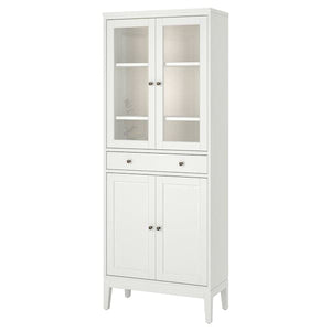 Ikea IDANÄS - High cabinet w gls-drs and 1 drawer, white, 81x39x211 cm