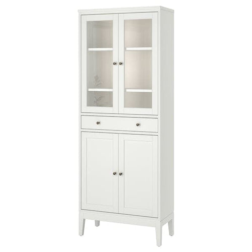 IDANÄS high cabinet w gls-drs and 1 drawer, white, 81x39x211 cm