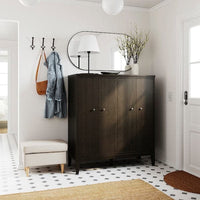 IDANÄS - Cabinet with bi-folding doors, dark brown stained, 121x135 cm - best price from Maltashopper.com 80458820