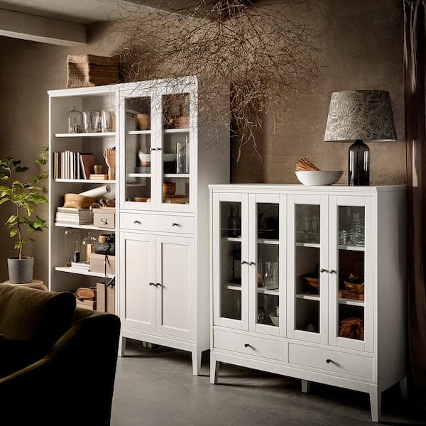 Ikea IDANÄS - Cabinet with bi-folded glass doors, white, 121x50x135 cm