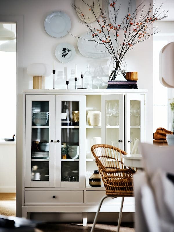 Ikea IDANÄS - Cabinet with bi-folded glass doors, white, 121x50x135 cm