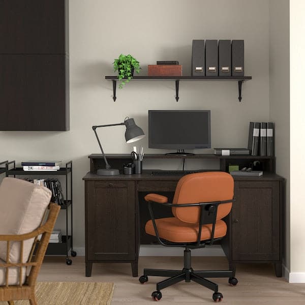 IDANÄS - Desk with add-on unit, brown