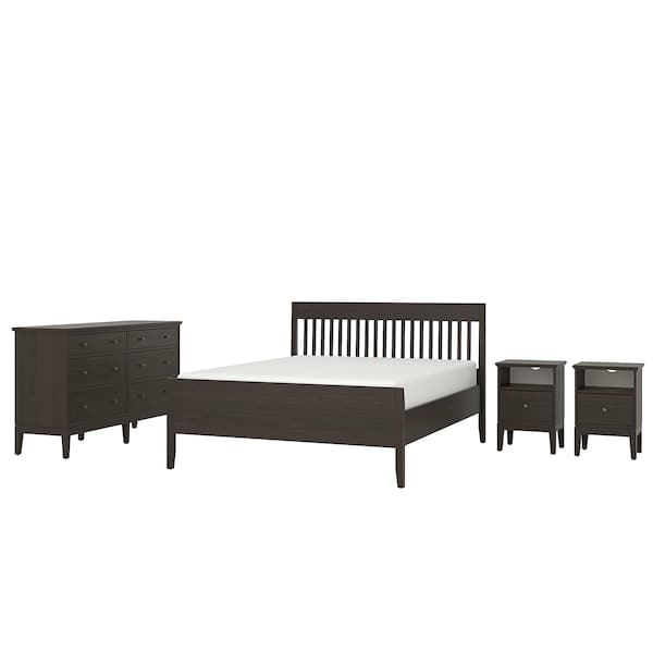 IDANÄS - 4-piece bedroom set, dark brown, 140x200 cm