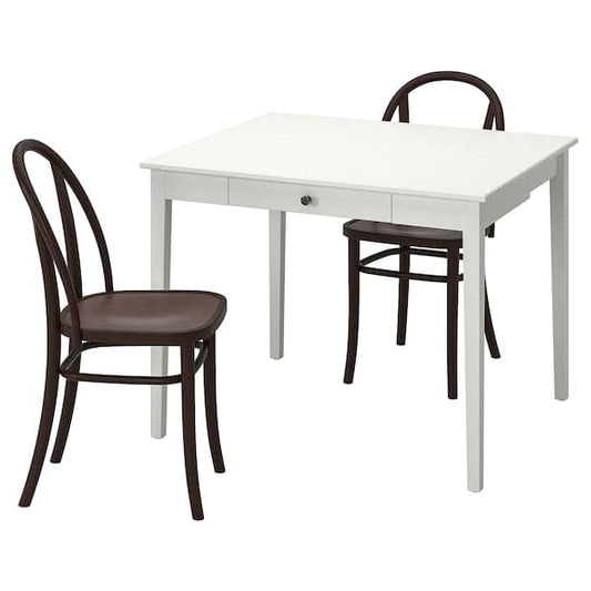 Ikea IDANÄS / SKOGSBO - Table and 2 chairs, white/dark brown, 51/86x96 cm