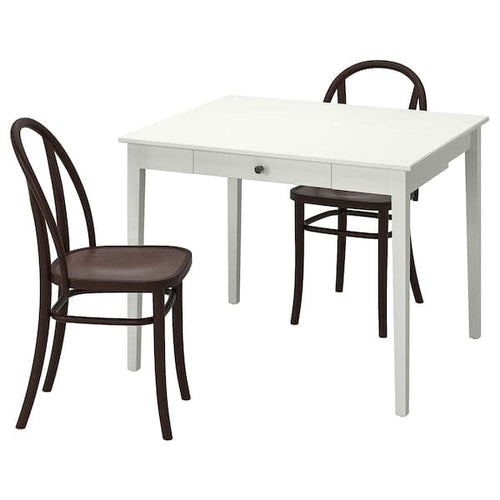 IDANÄS / SKOGSBO - Table and 2 chairs, white/dark brown, 51/86x96 cm