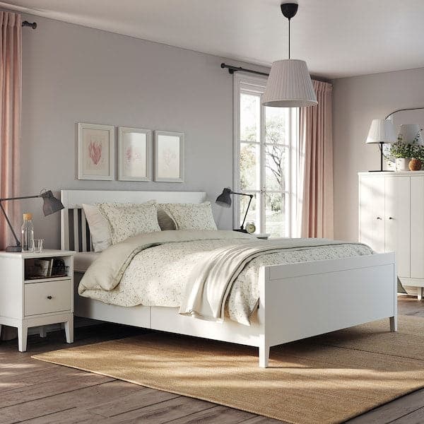 Ikea IDANÄS Bed frame with drawers, white/Lindbåden, 140x200 cm