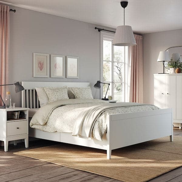 IDANÄS Bed frame with drawers, white/Lindbåden, 180x200 cm - best price from Maltashopper.com 39494944