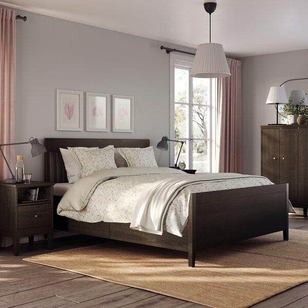 IDANÄS Bed frame with drawers, dark brown/Lindbåden, 160x200 cm - best price from Maltashopper.com 99494941