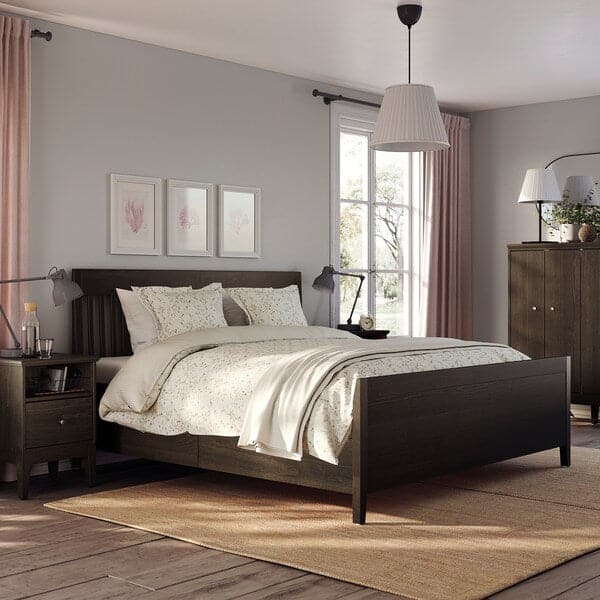 IDANÄS Bed frame with drawers - dark brown/Lönset 180x200 cm , 180x200 cm - best price from Maltashopper.com 89392231