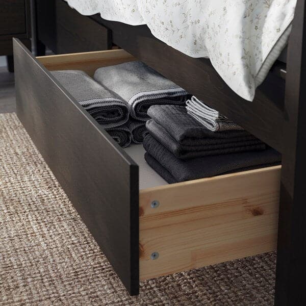 IDANÄS Bed frame with drawers - dark brown/Lönset 140x200 cm , 140x200 cm - best price from Maltashopper.com 39392219