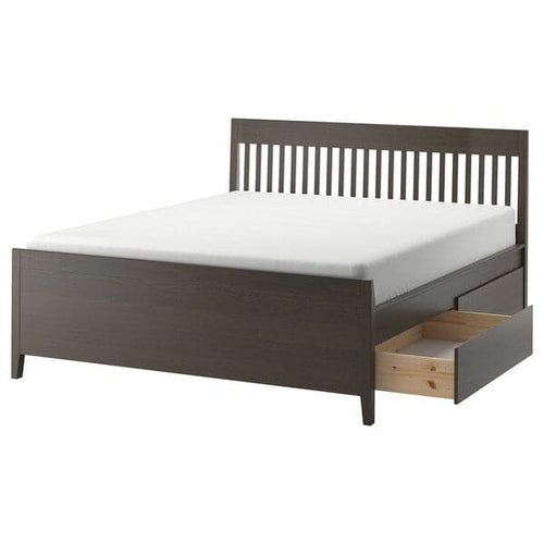 IDANÄS Bed structure with drawers - dark brown/Luröy 180x200 cm ,