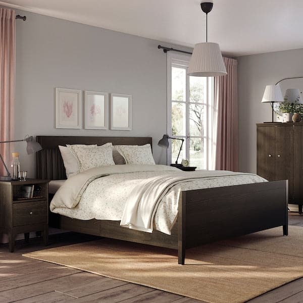 IDANÄS Bed structure with drawers - dark brown treated with biting 180x200 cm , 180x200 cm - best price from Maltashopper.com 70458873