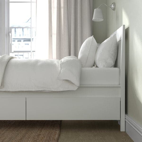 IDANÄS Bed frame with storage units, white / Lindbåden, 90x200 cm - best price from Maltashopper.com 59494938