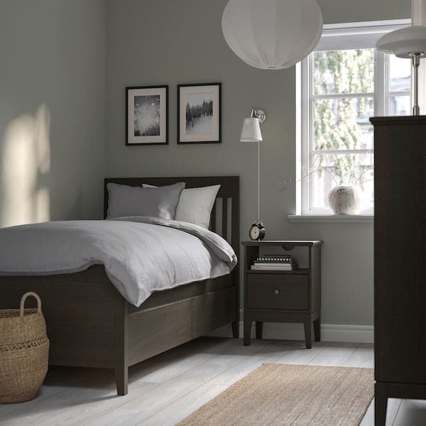 Ikea IDANÄS Bed frame with storage, dark brown/Lindbåden, 90x200 cm