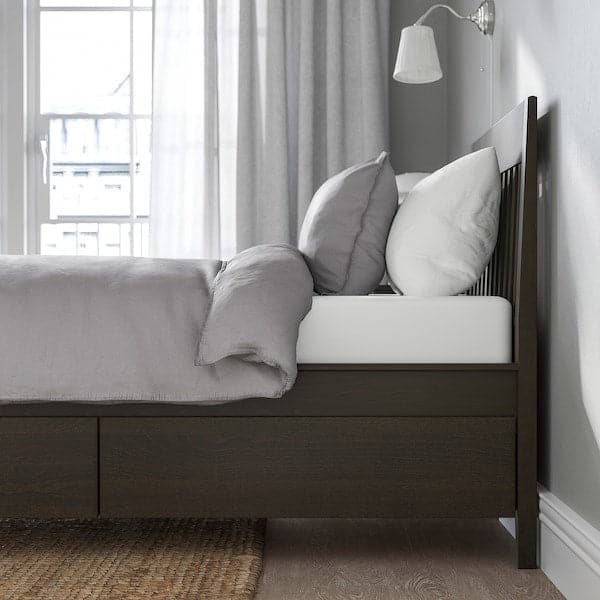 Ikea IDANÄS Bed frame with storage, dark brown/Lindbåden, 90x200 cm