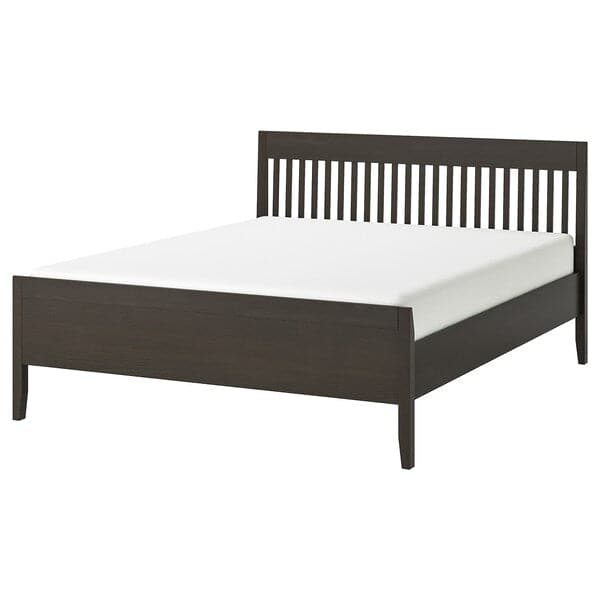 IDANÄS Bed frame, dark brown/Lindbåden, 180x200 cm