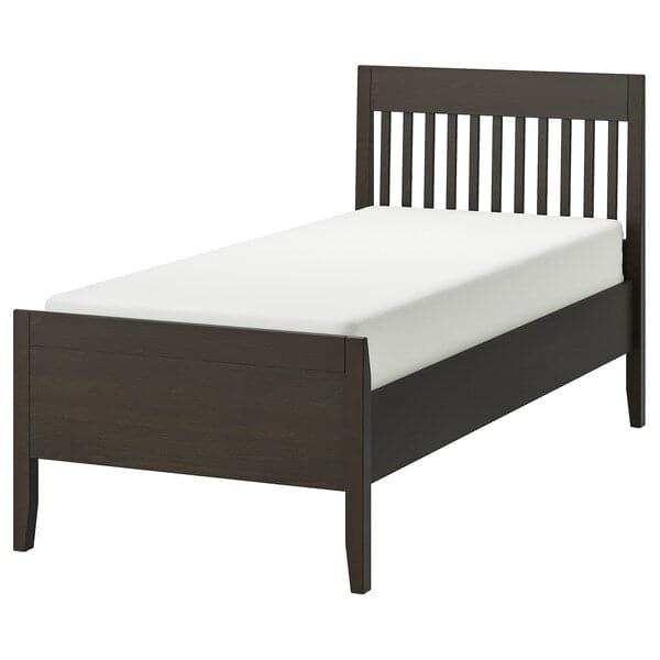 IDANÄS Bed frame, dark brown/Lindbåden, 90x200 cm