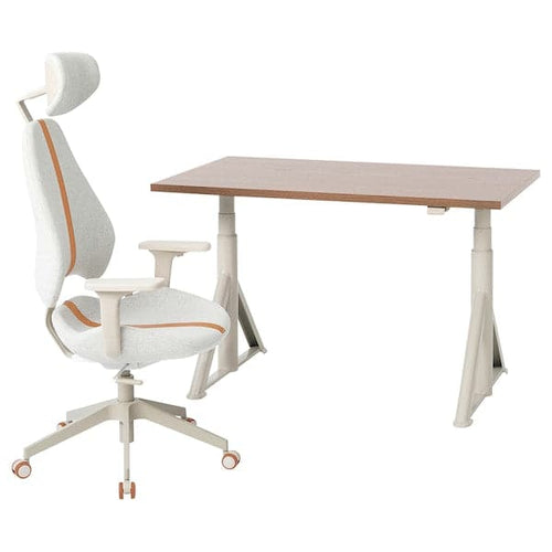 IDÅSEN / GRUPPSPEL Desk and chair - brown/beige 120x70 cm , 120x70 cm