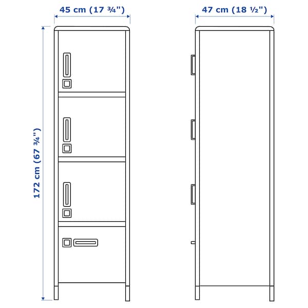 Ikea IDÅSEN - High cabinet with drawer and doors, dark green, 45x172 cm
