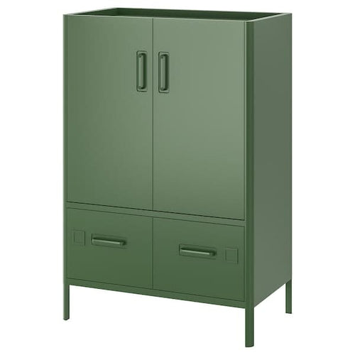 IDÅSEN - Cabinet with doors and drawers, dark green, 80x47x119 cm