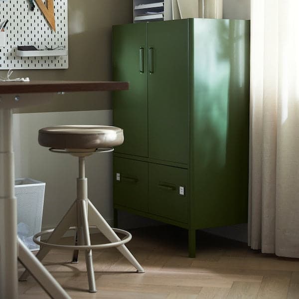 Ikea IDÅSEN - Cabinet with doors and drawers, dark green, 80x47x119 cm