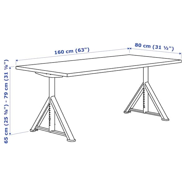 IDÅSEN Desk - black/dark gray 160x80 cm , 160x80 cm - best price from Maltashopper.com 59281036