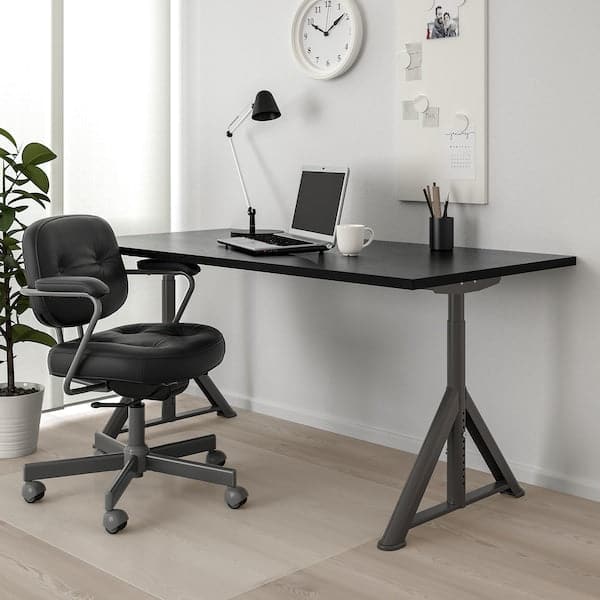 IDÅSEN Desk - black/dark gray 160x80 cm , 160x80 cm - best price from Maltashopper.com 59281036