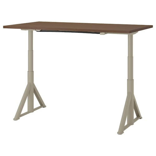 TROTTEN desk sit/stand, beige/anthracite, 160x80 cm (63x311/2