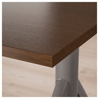 IDÅSEN Height adjustable desk - brown/dark gray 160x80 cm , 160x80 cm - best price from Maltashopper.com 39281004