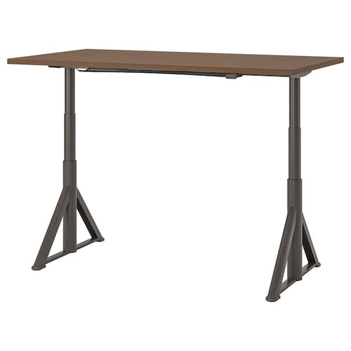 IDÅSEN Height adjustable desk - brown/dark gray 160x80 cm , 160x80 cm