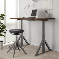 IDÅSEN Height adjustable desk - brown/dark gray 120x70 cm , 120x70 cm - best price from Maltashopper.com 79280955