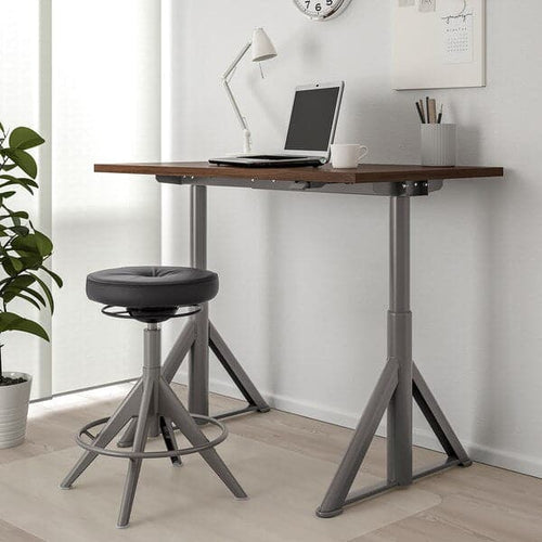 IDÅSEN Height adjustable desk - brown/dark gray 120x70 cm , 120x70 cm