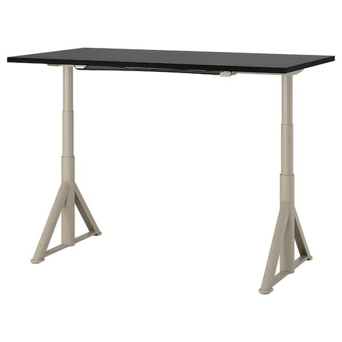 IDÅSEN Height adjustable desk - black/beige 160x80 cm , 160x80 cm