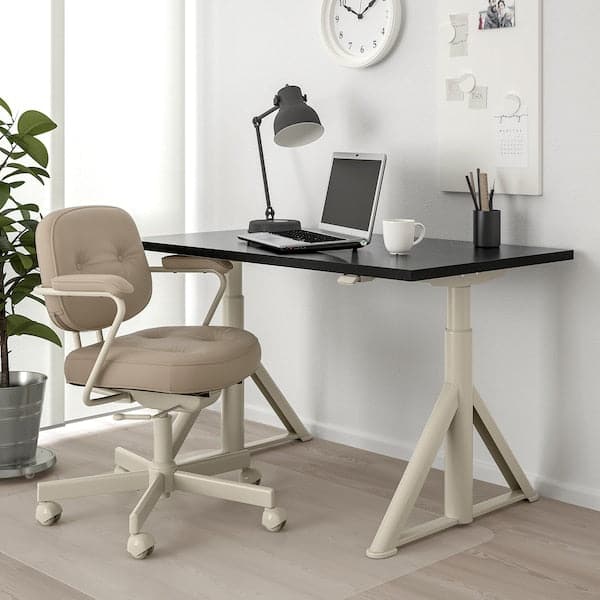 IDÅSEN Height adjustable desk - black/beige 120x70 cm , 120x70 cm - best price from Maltashopper.com 69280927