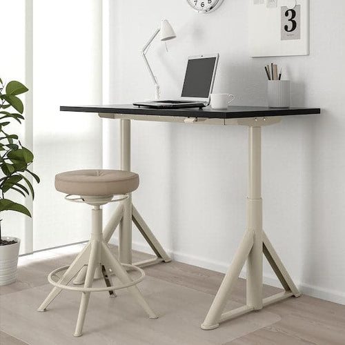 IDÅSEN Height adjustable desk - black/beige 120x70 cm , 120x70 cm
