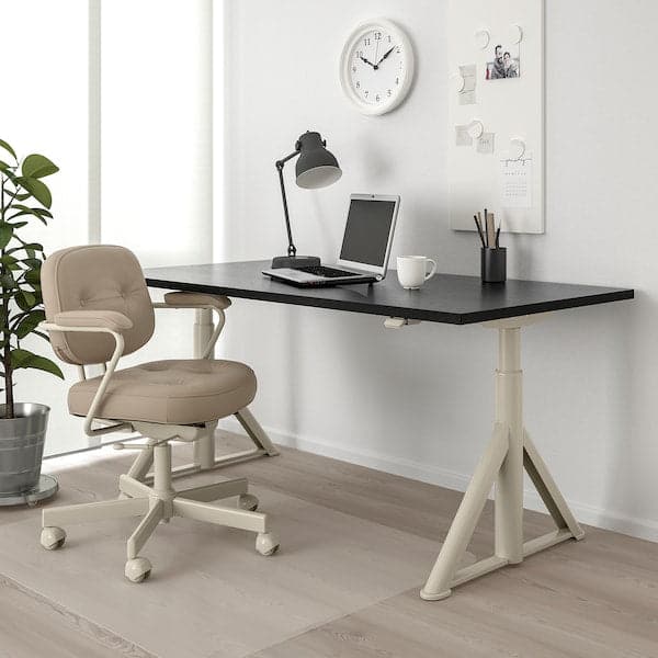 Ikea IDÅSEN Height adjustable desk - black/beige 160x80 cm , 160x80 cm