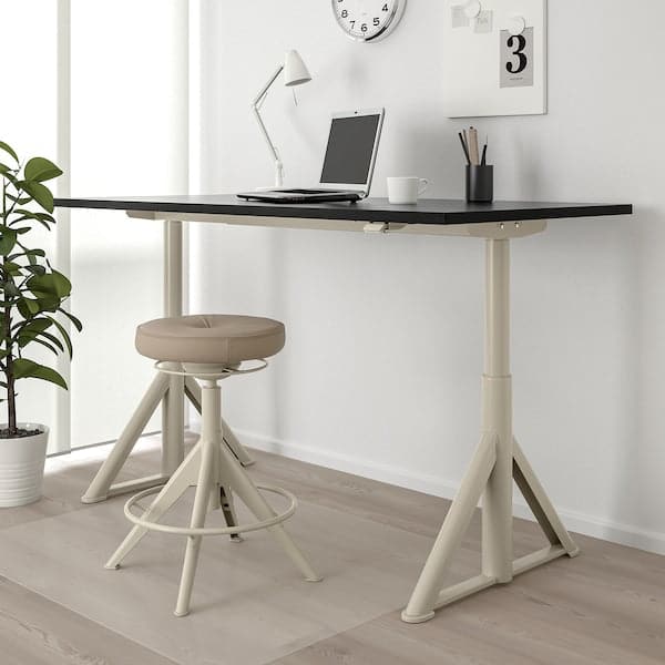 Ikea IDÅSEN Height adjustable desk - black/beige 160x80 cm , 160x80 cm