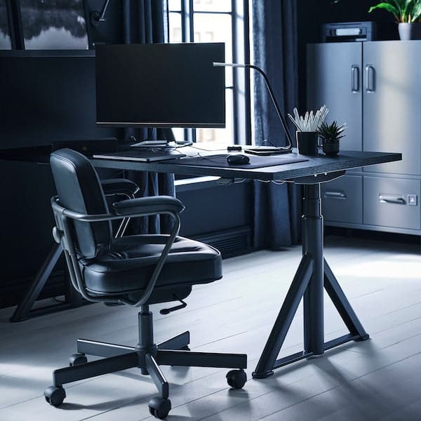 IDÅSEN Height adjustable desk - black/dark gray 120x70 cm , 120x70 cm - best price from Maltashopper.com 19280939