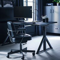 IDÅSEN Height adjustable desk - black/dark gray 160x80 cm , 160x80 cm - best price from Maltashopper.com 49280990