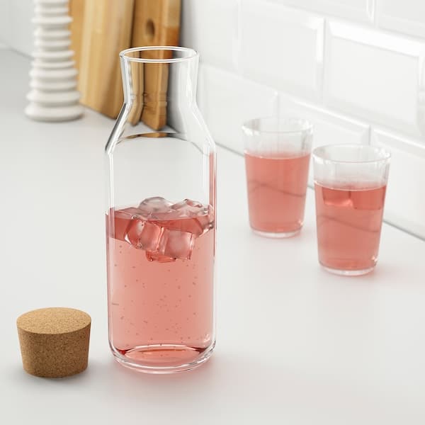 IKEA 365+ - Carafe with stopper, clear glass/cork, 1 l - best price from Maltashopper.com 90279719