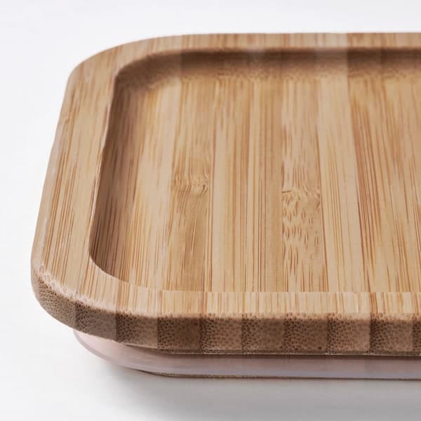Ikea IKEA 365+ - Food container with lid, square glass/bamboo, 1.2 l