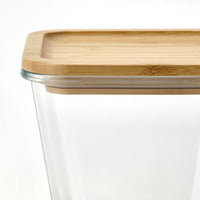 IKEA 365+ - Food container with lid, square glass/bamboo, 1.2 l - best price from Maltashopper.com 29269111