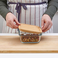 IKEA 365+ - Food container with lid, square glass/bamboo, 600 ml - best price from Maltashopper.com 19269116