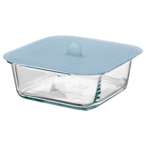 IKEA 365+ - Food container with lid, square glass/silicone, 600 ml